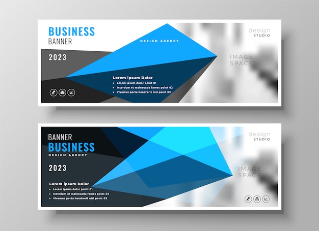 Free vector modern blue geometric business presentation banner design