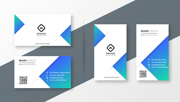 Modern blue triangle business card design