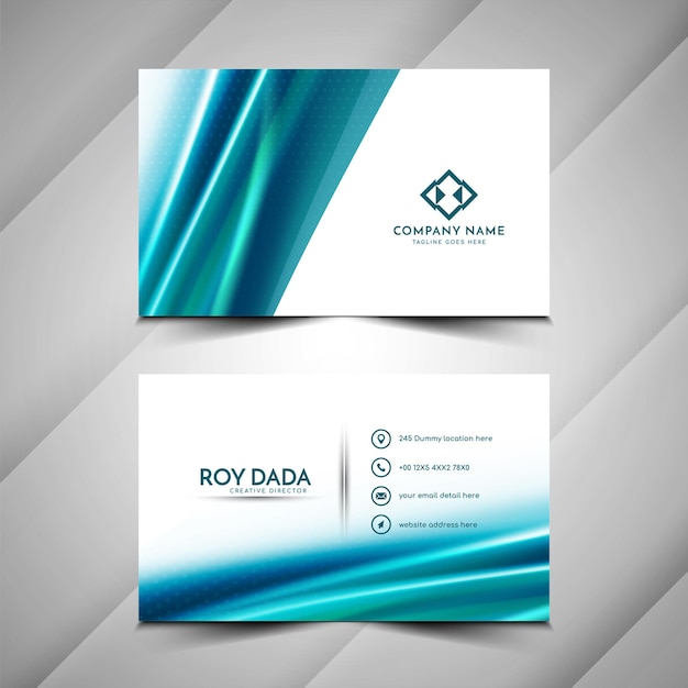 Modern blue wave style business card template