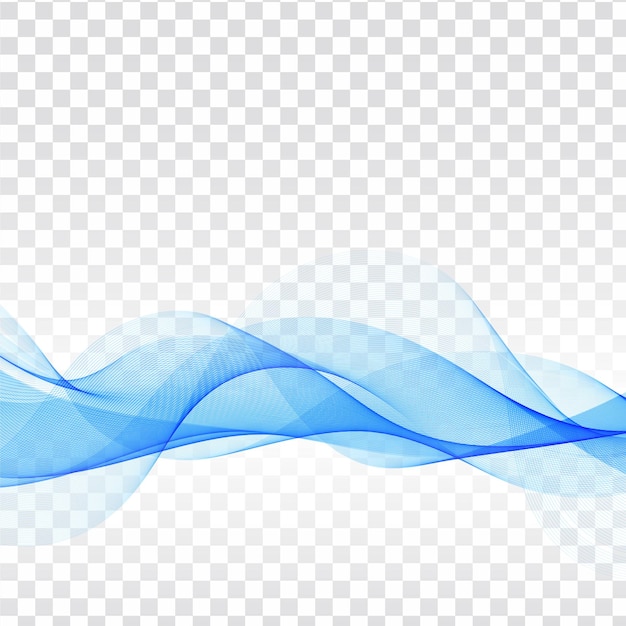 Modern blue wave transparent background