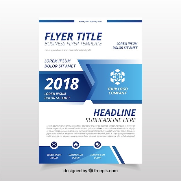 Modern blue and white business flyer template