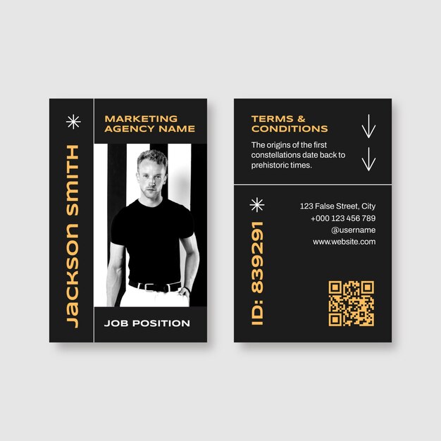 Modern bold brutalism marketing agency id card template