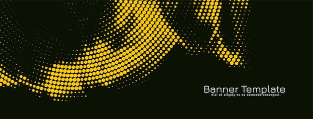 Modern bright yellow halftone design dark banner template vector