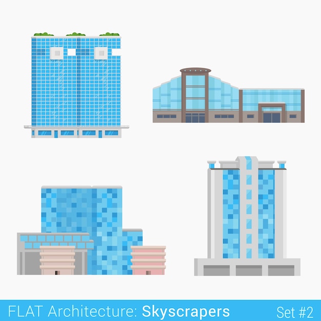 modern buildings trade business center mall hotel skyscrapers set City  elements Stylish  architecture collection