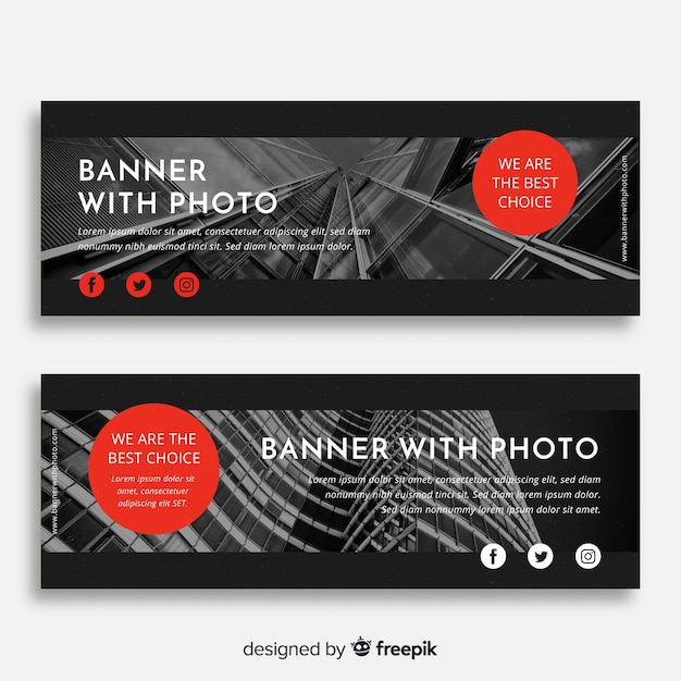 Free Vector modern business banner template with image