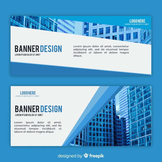 Free Vector modern business banner template with image