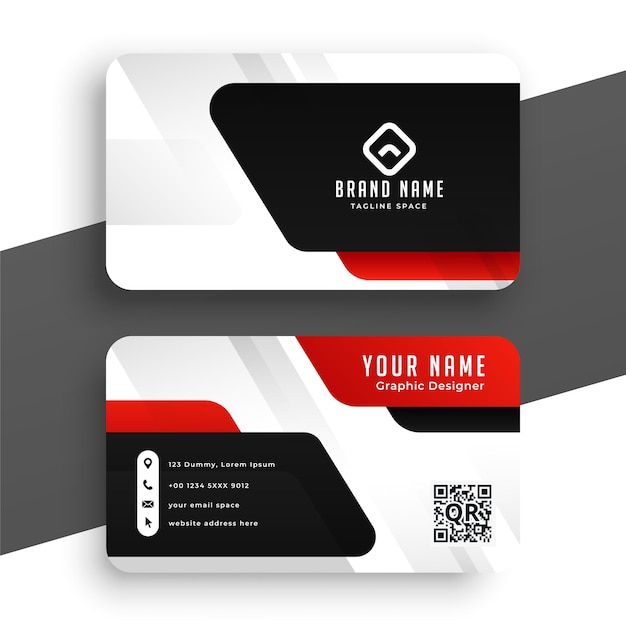 Modern business card design in red black and white color