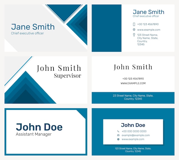 Free Vector modern business card template in blue collection