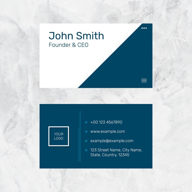 Modern business card template vector in navy blue