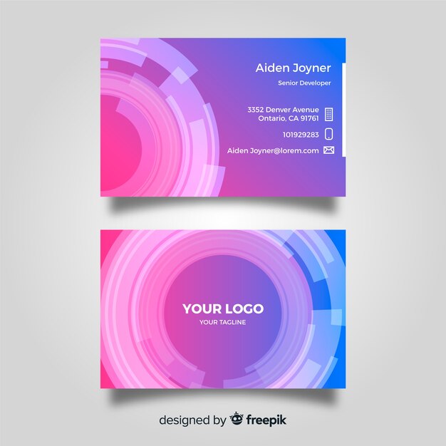 Modern business card template with abstract shapes