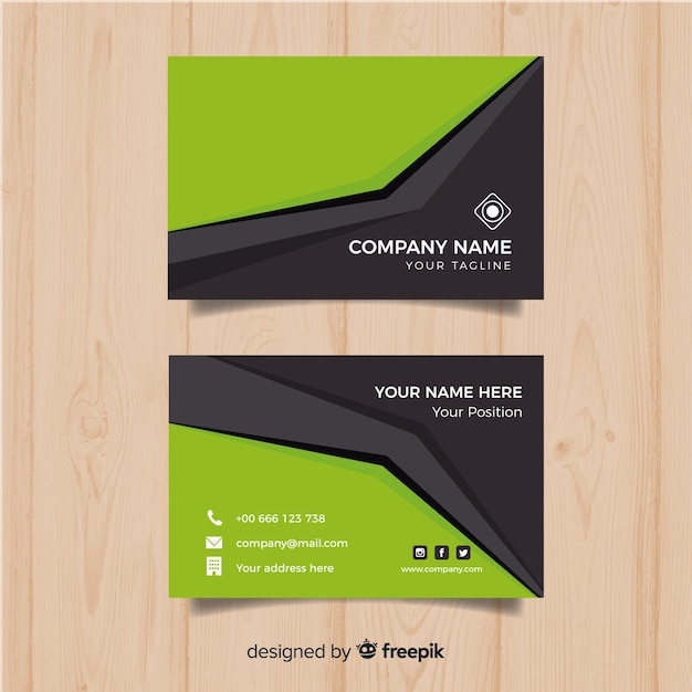 Modern business card template with flat design