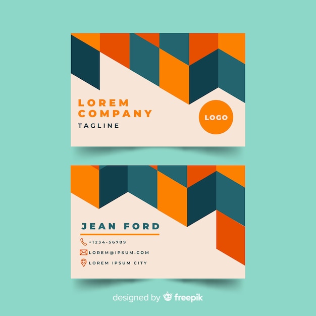 Modern business card template with geometric design