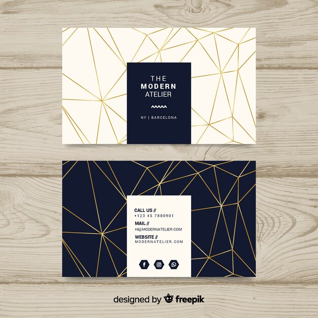 Modern business card template with geometric shapes