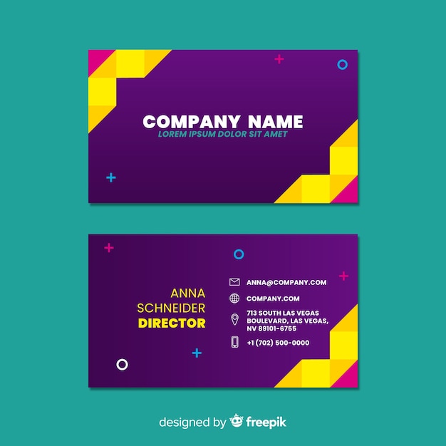 Modern business card template with geometric shapes