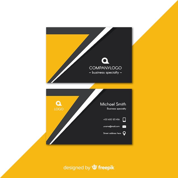 Modern business card template with geometric shapes