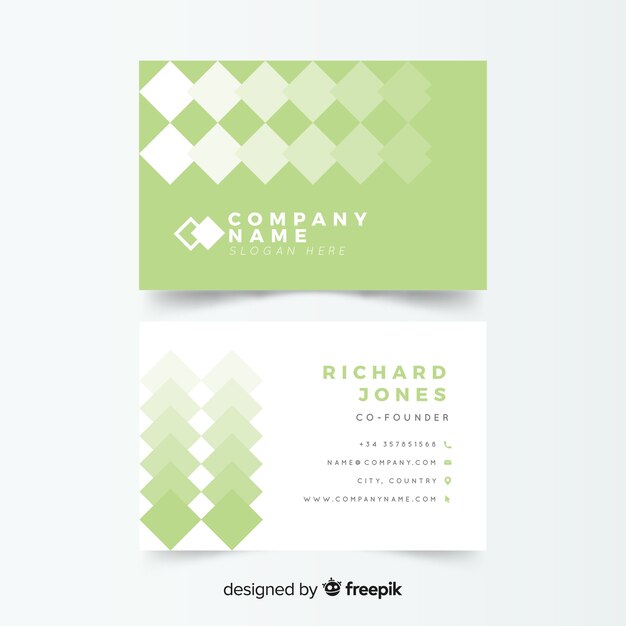 Modern business card template with geometric shapes