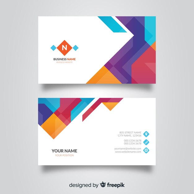 Modern business card with abstract shapes