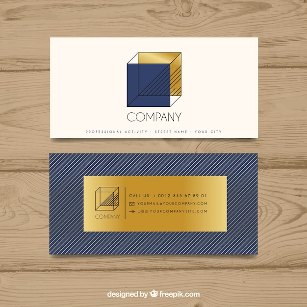 Free Vector modern business card with gold details