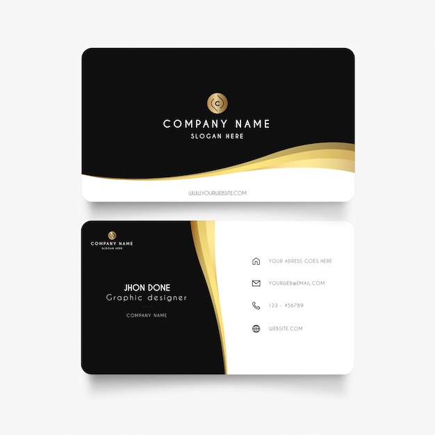 Modern Business Card with Gold Wave