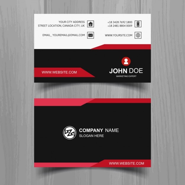 Modern business card with red details