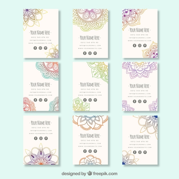 Free Vector modern business cards with ethnic style