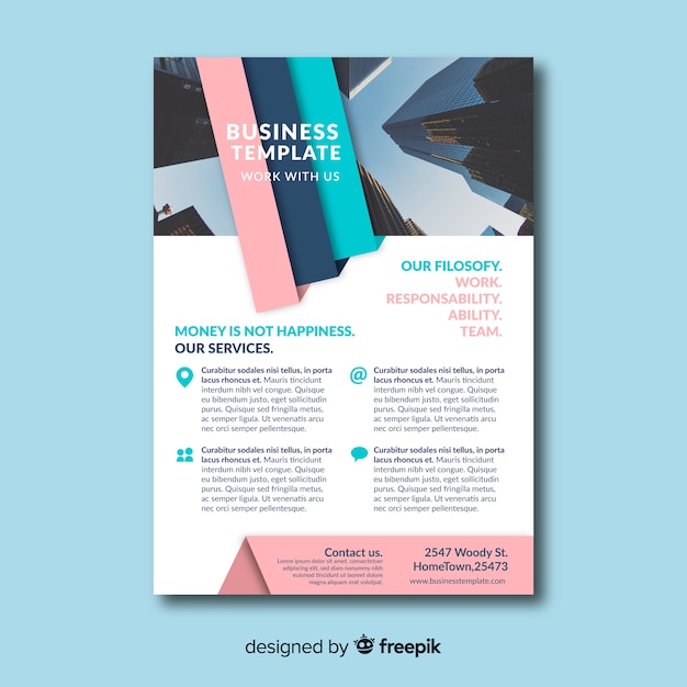 Free Vector modern business flyer template with flat design