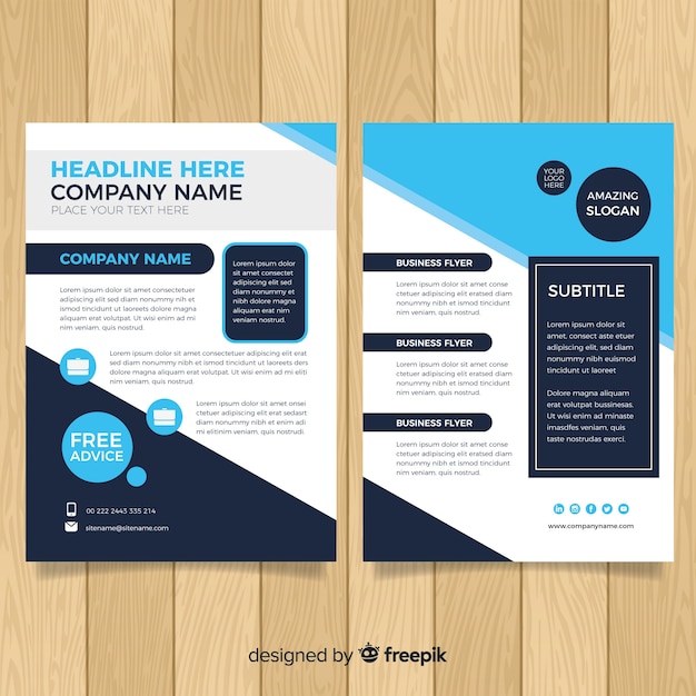 Modern business flyer template with flat design