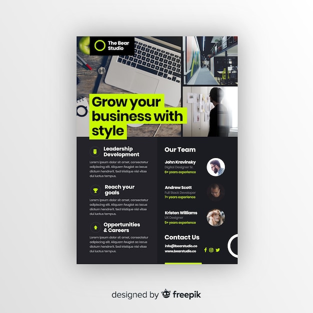 Modern business flyer template with flat design