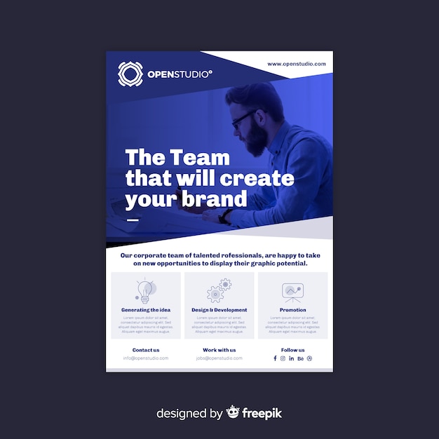 Modern business flyer template with flat design