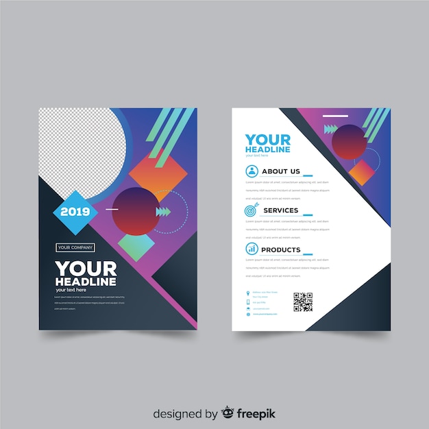 Free Vector modern business flyer with geometric design