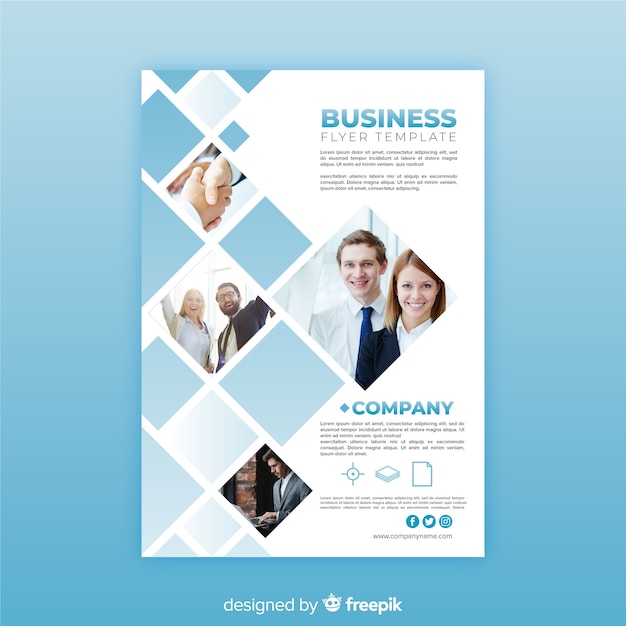 Modern business flyer with photo mosaic