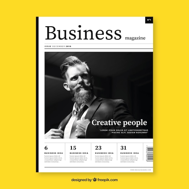 Free Vector modern business magazine cover template with photo