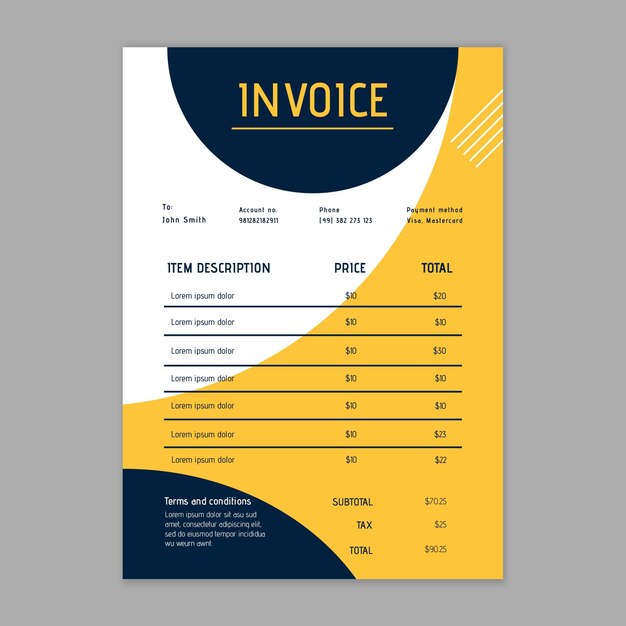 Modern businesswoman invoice template