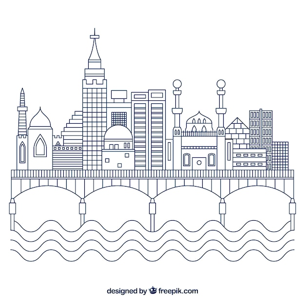 Free Vector modern cairo skyline with lineal style