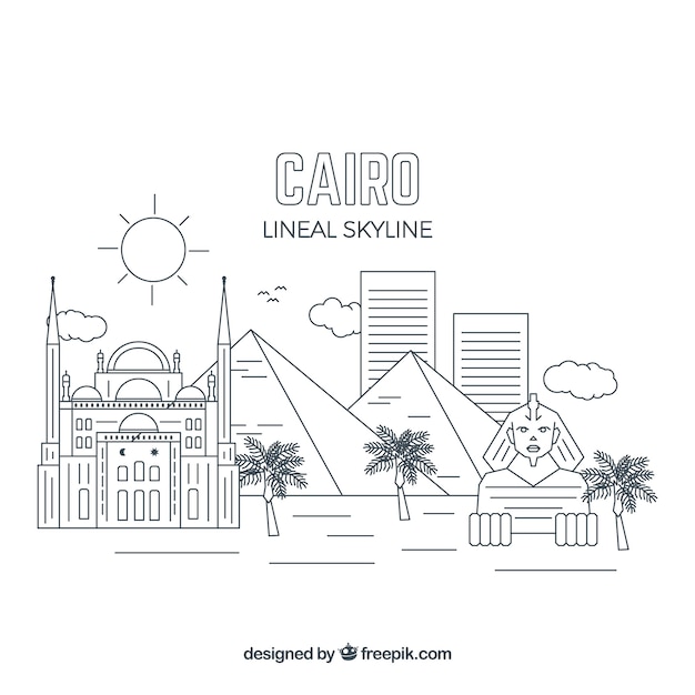 Modern cairo skyline with lineal style