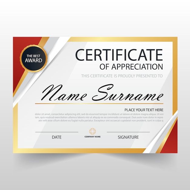 Modern certificate of appreciation template