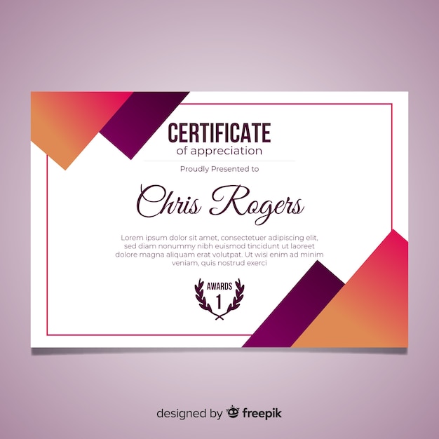 Modern certificate template in flat design