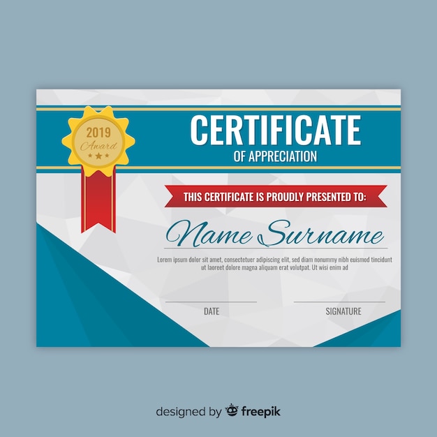 Modern certificate template in flat style