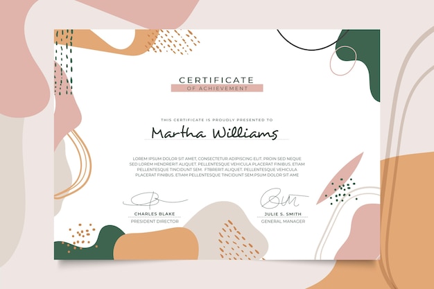 Modern certificate template memphis style