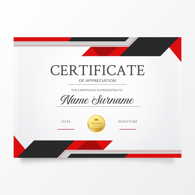 Modern Certificate Template with Abstract Red Shapes