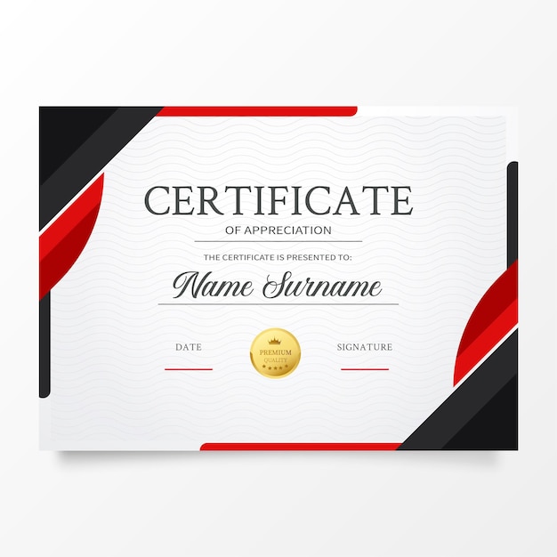 Modern Certificate Template with Abstract Red shapes