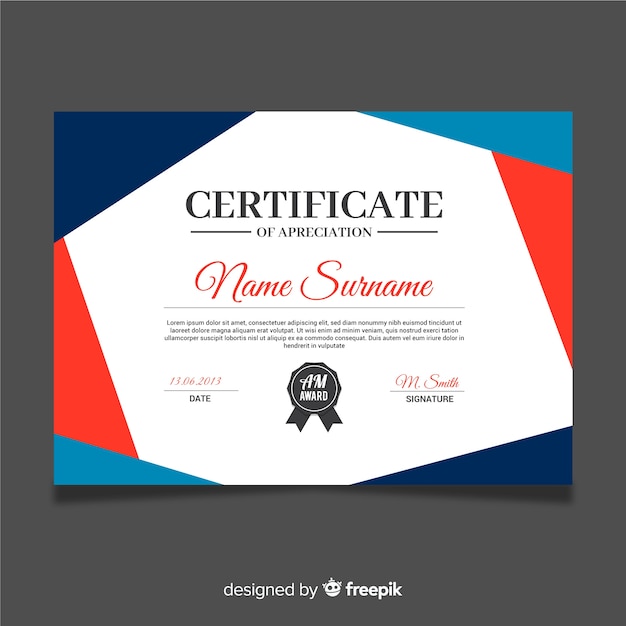 Modern certificate template with flat design