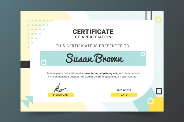 Modern certificate template