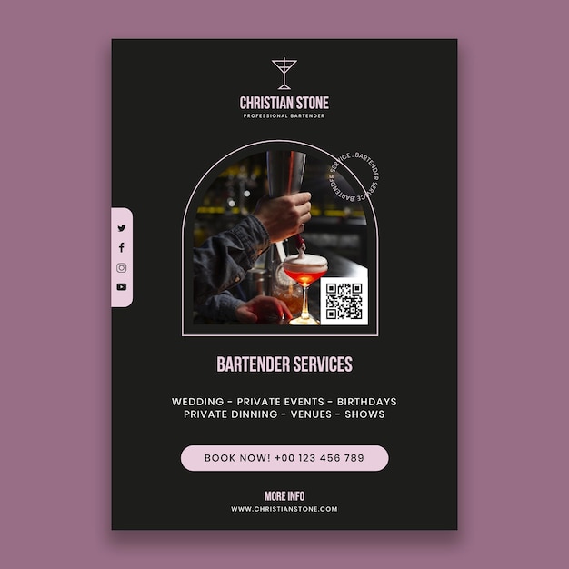 Modern christian stone bartender flyer