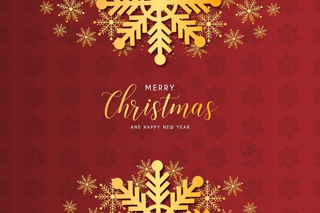 Modern Christmas Frame with Golden Snowflake Background Composition Template