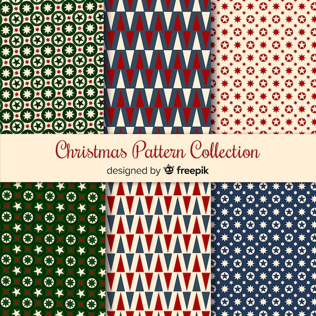 Modern christmas pattern collection with geometric design