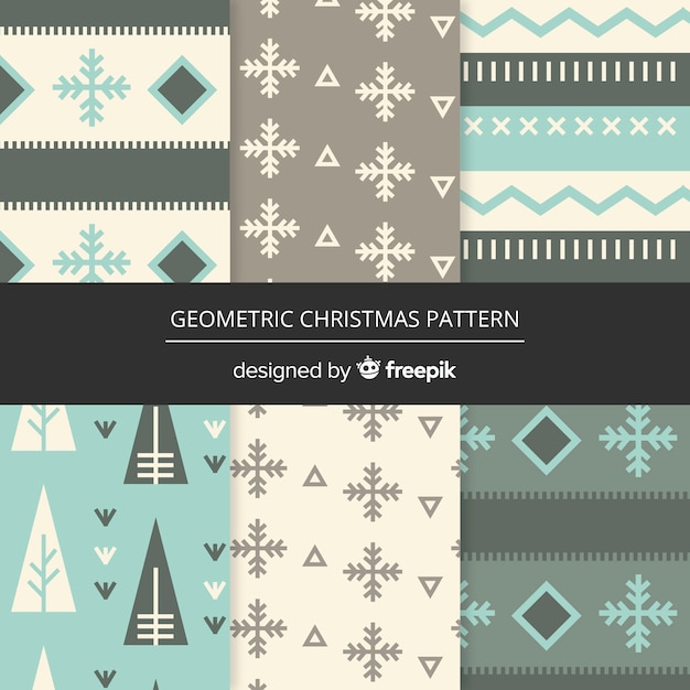 Free Vector modern christmas pattern collection with geometric design