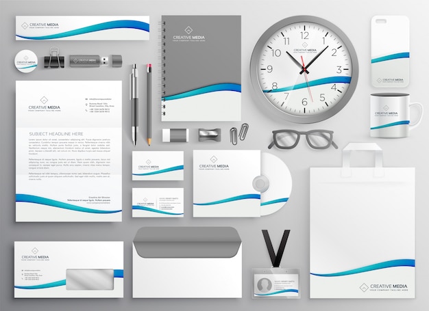 Free vector modern clean business stationery set design