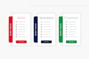 Free vector modern clean website price table business template