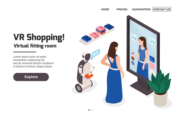 Free Vector modern clothing store isometric landing page